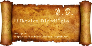 Mifkovics Dionízia névjegykártya